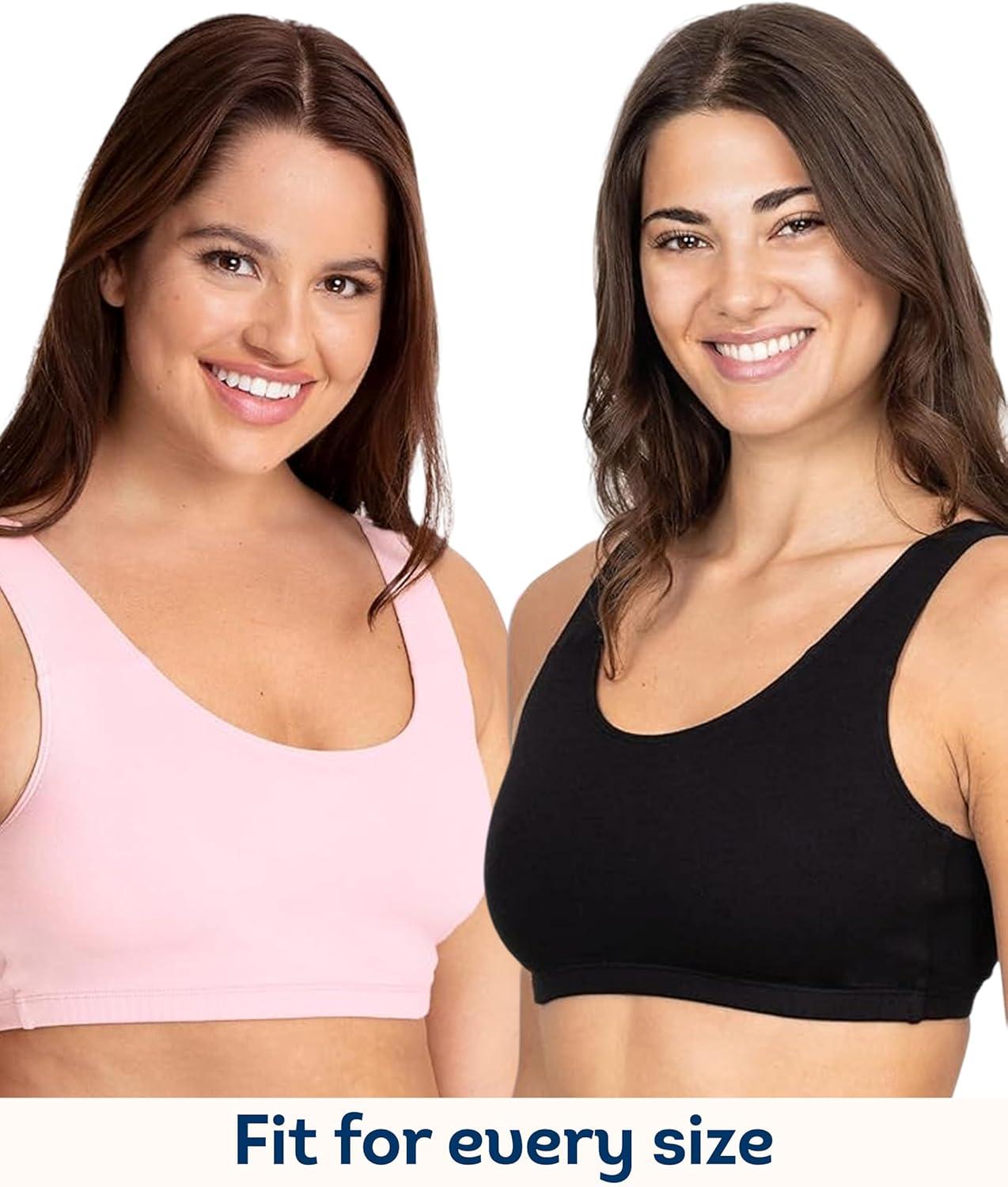 imageFruit of the Loom Womens Built Up Tank Style Sports Bra Value PackKitty PinkHyacinthGrey HeatherBlack Hue