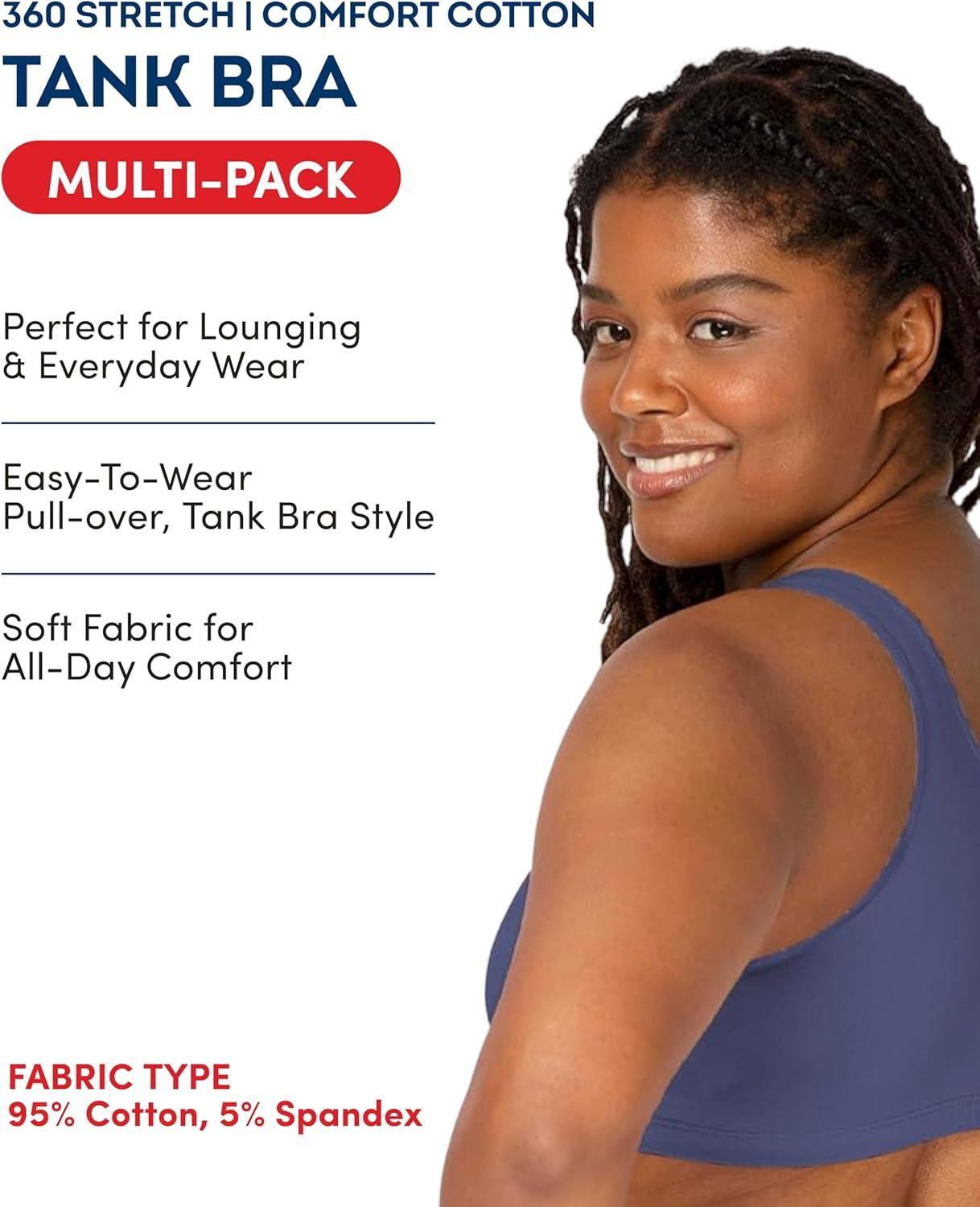 imageFruit of the Loom Womens Built Up Tank Style Sports Bra Value PackLentilWhiteCharcoalArubaDutch BlueBlack