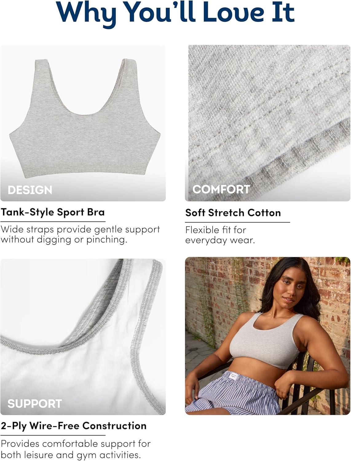 imageFruit of the Loom Womens Built Up Tank Style Sports Bra Value PackMidnight MeadowLilasGrey HeatherBlack Hue
