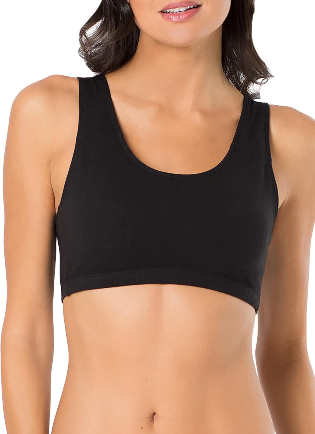 imageFruit of the Loom Womens Built Up Tank Style Sports Bra Value PackRed Hot With BlackWhiteBlack