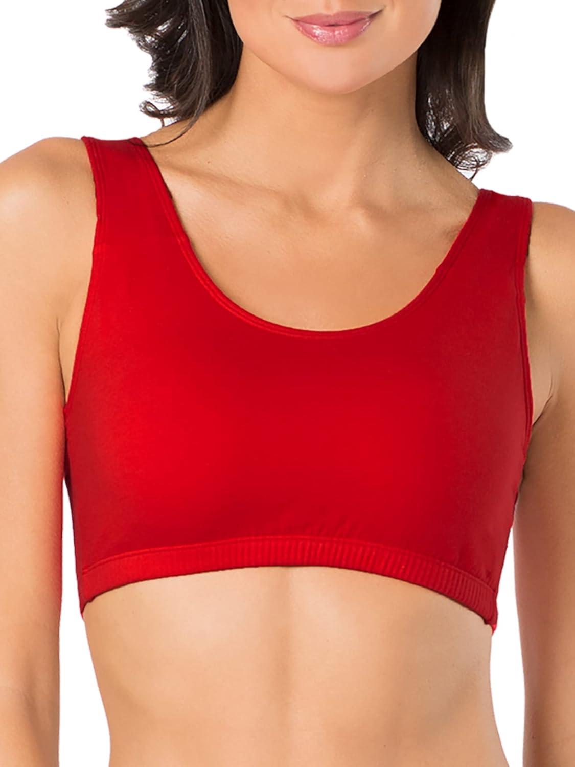 imageFruit of the Loom Womens Built Up Tank Style Sports Bra Value PackRed HotWhiteBlack