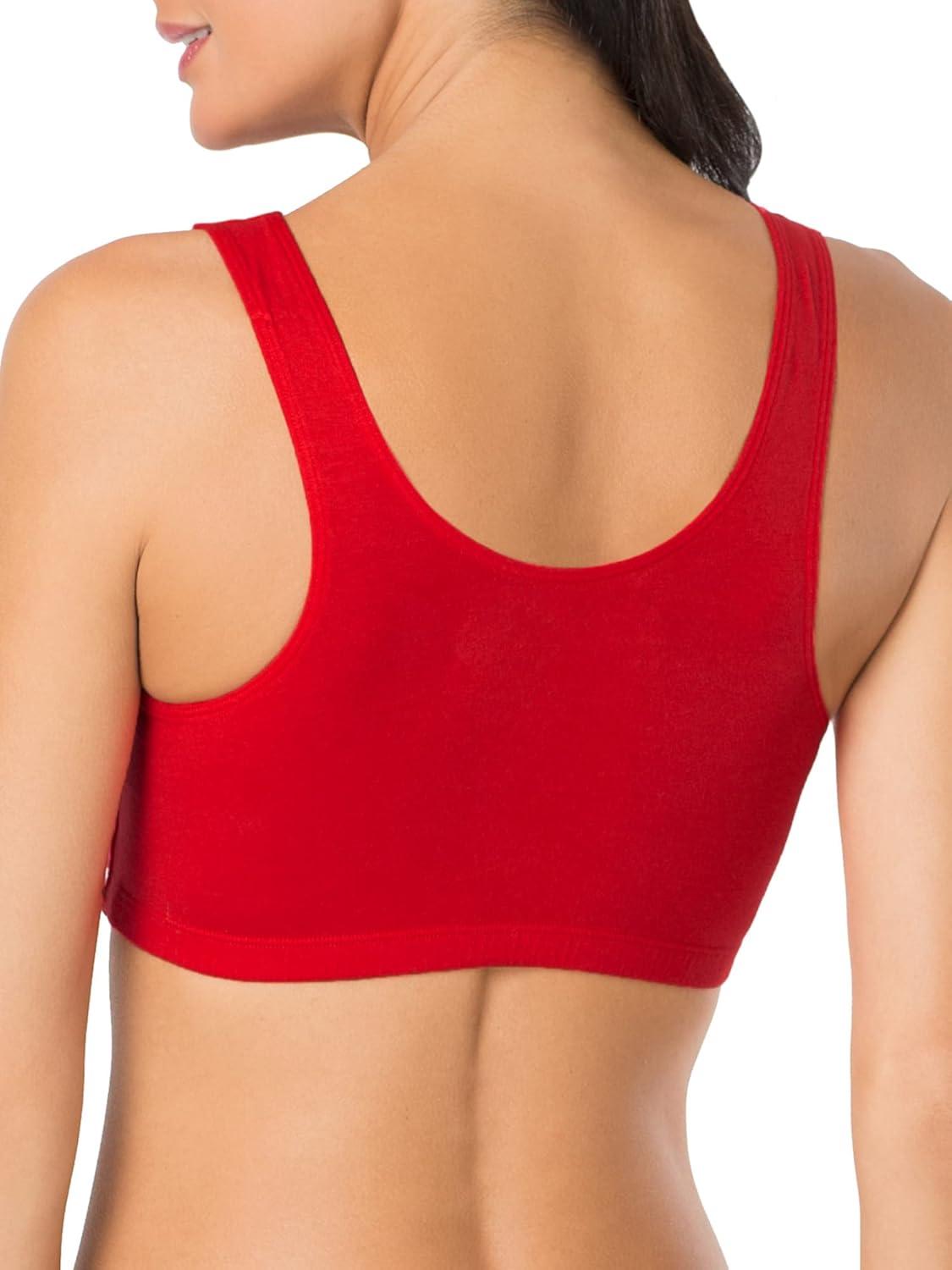 imageFruit of the Loom Womens Built Up Tank Style Sports Bra Value PackRed HotWhiteBlack