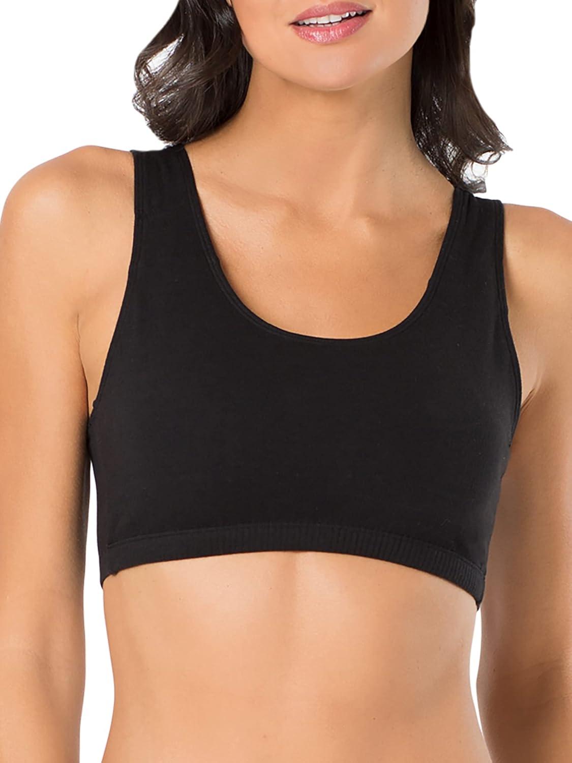 imageFruit of the Loom Womens Built Up Tank Style Sports Bra Value PackRed HotWhiteBlack