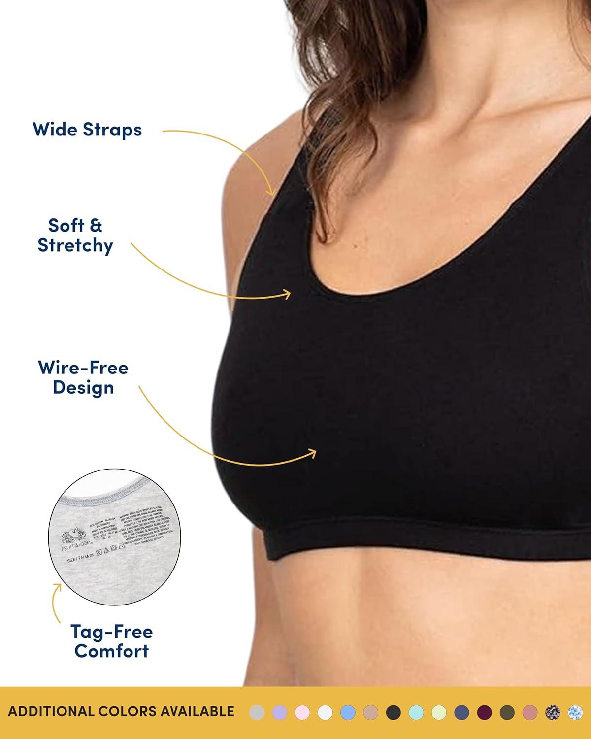imageFruit of the Loom Womens Built Up Tank Style Sports Bra Value PackSandWhiteHeather GreyBlackBlushCharcoal