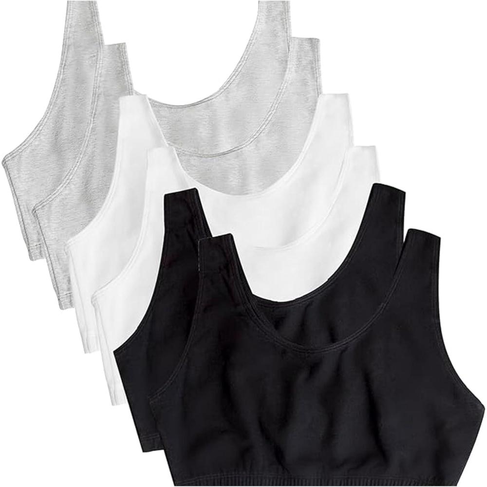 imageFruit of the Loom Womens Built Up Tank Style Sports Bra Value PackBlack WhiteHeather Grey
