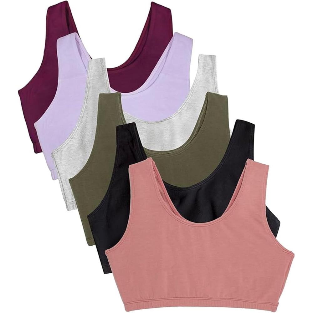 imageFruit of the Loom Womens Built Up Tank Style Sports Bra Value PackBlackHeather GreyOlivePurpleLilacDusk