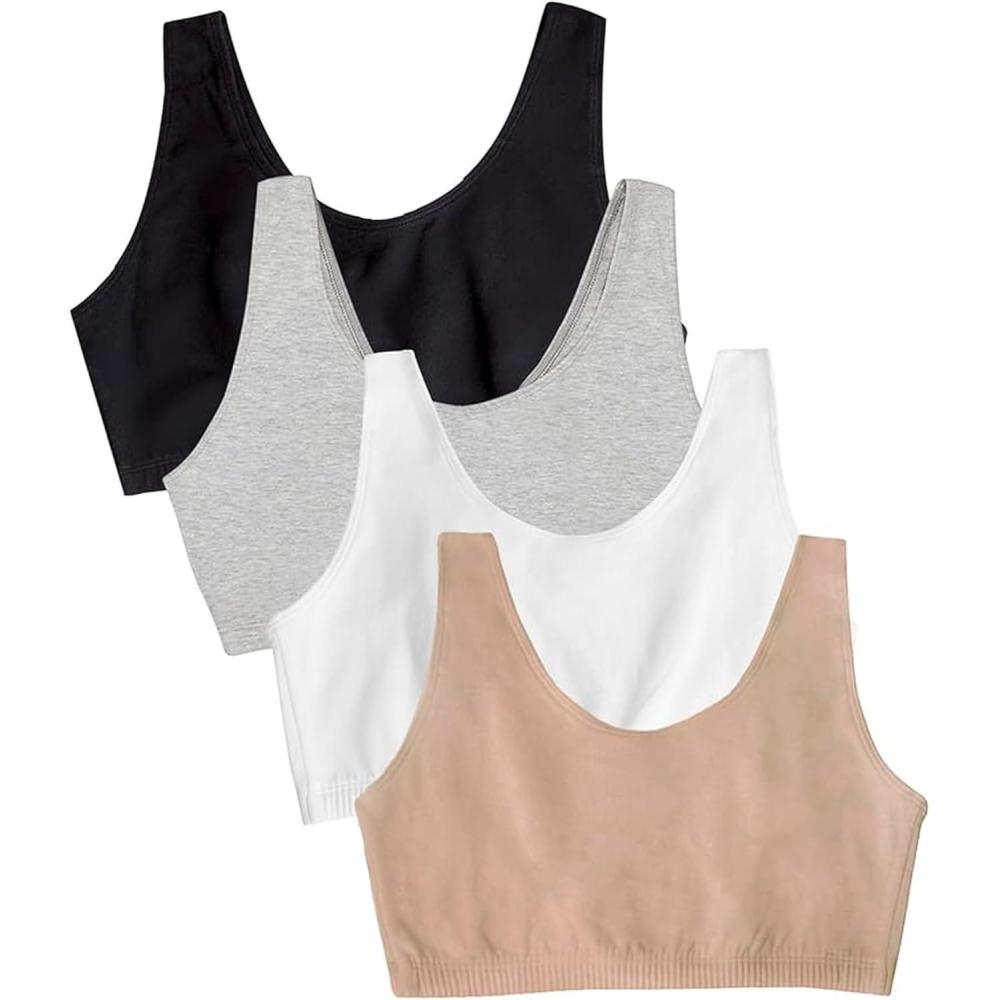 imageFruit of the Loom Womens Built Up Tank Style Sports Bra Value PackBlackHeather GreySandWhite