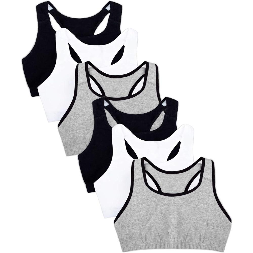 imageFruit of the Loom Womens Built Up Tank Style Sports Bra Value PackHeather Grey W BlackWhiteBlackHeather Grey W BlackWhiteBlack