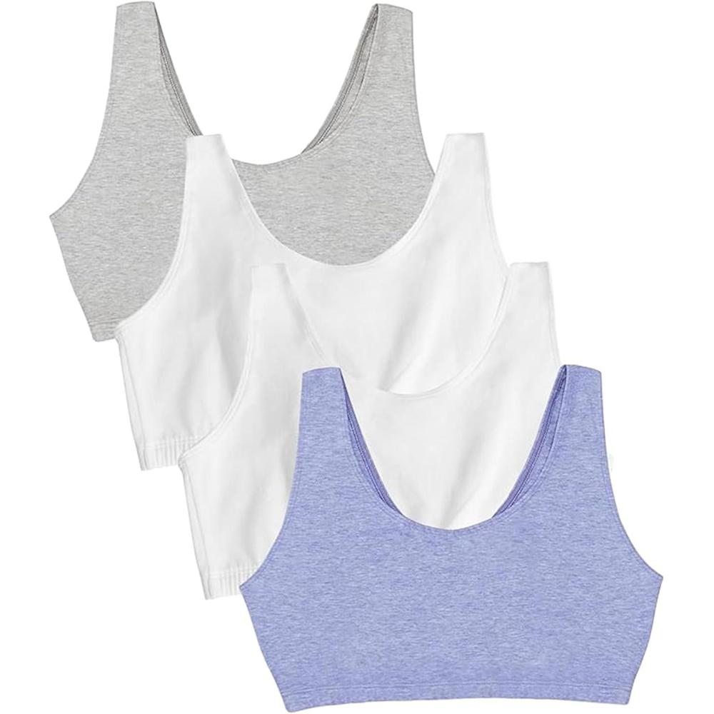 imageFruit of the Loom Womens Built Up Tank Style Sports Bra Value PackHeather GreyWhtWhtBlue Hthr