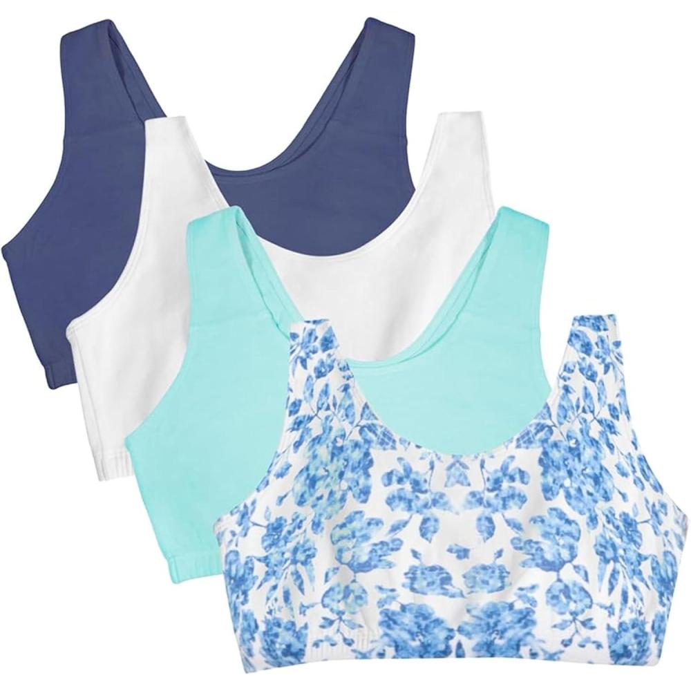 imageFruit of the Loom Womens Built Up Tank Style Sports Bra Value PackModern TapestryWhiteAruba BlueDutch Blue
