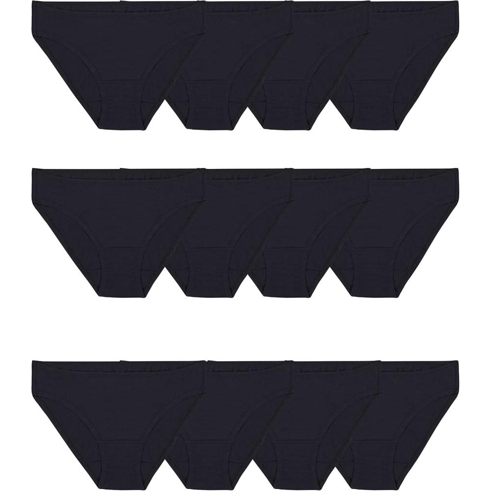 imageFruit of the Loom Womens Eversoft Cotton Underwear Multipacks Tag Free amp Breathable Available in Plus SizeBikini  Black
