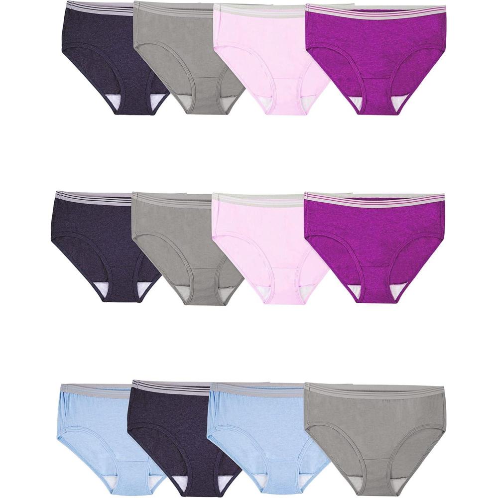 imageFruit of the Loom Womens Eversoft Cotton Underwear Multipacks Tag Free amp Breathable Available in Plus SizeLow Rise Brief Assorted Color Heathers