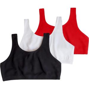 Fruit of the Loom Women’s Built Up Tank Style Sports Bra Value Pack(Red Hot/White/Black)