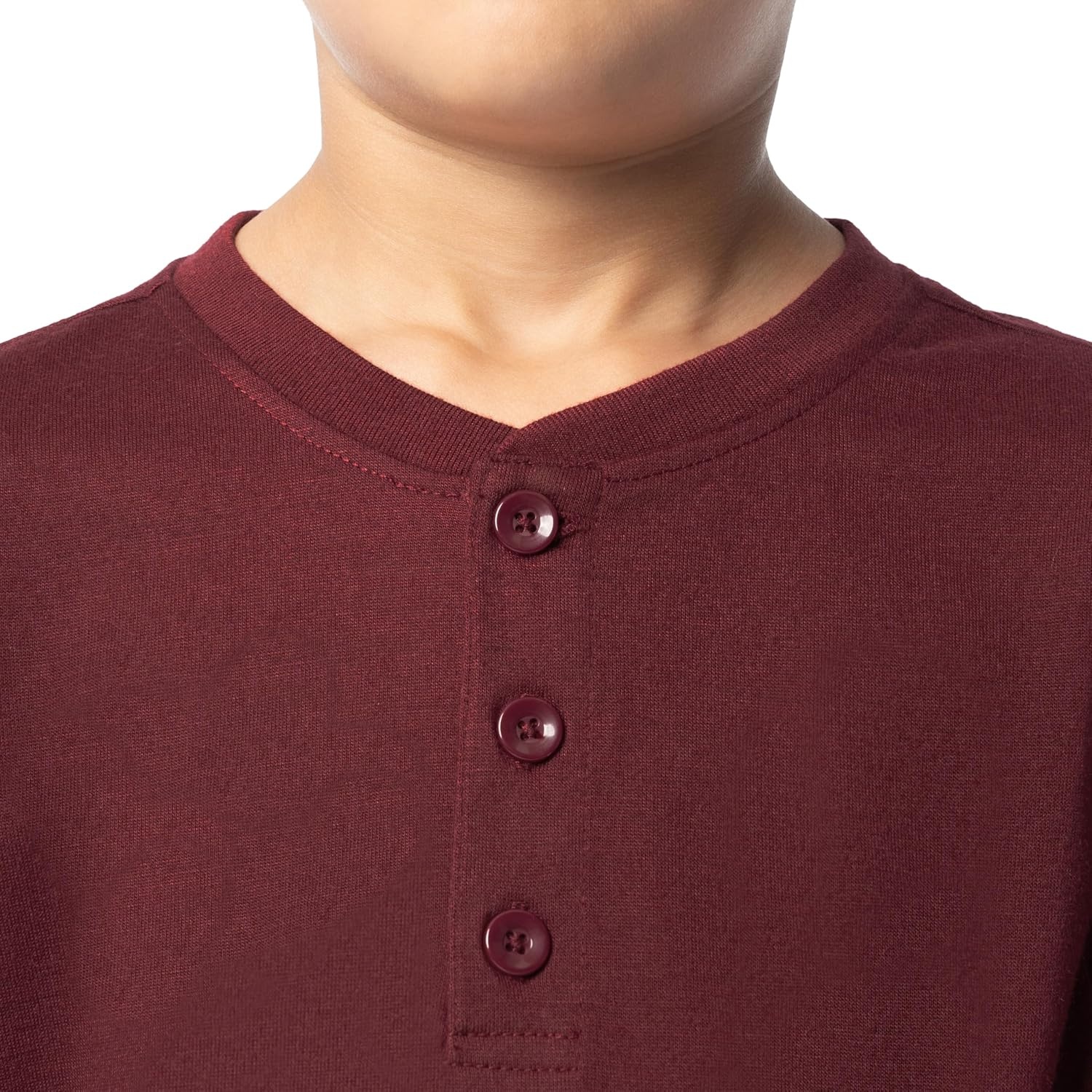 imageFruit of the Loom Boys Long Sleeve Jersey Henley Top and Fleece Pant Sleep Pajama SetCardinalGrey Heather
