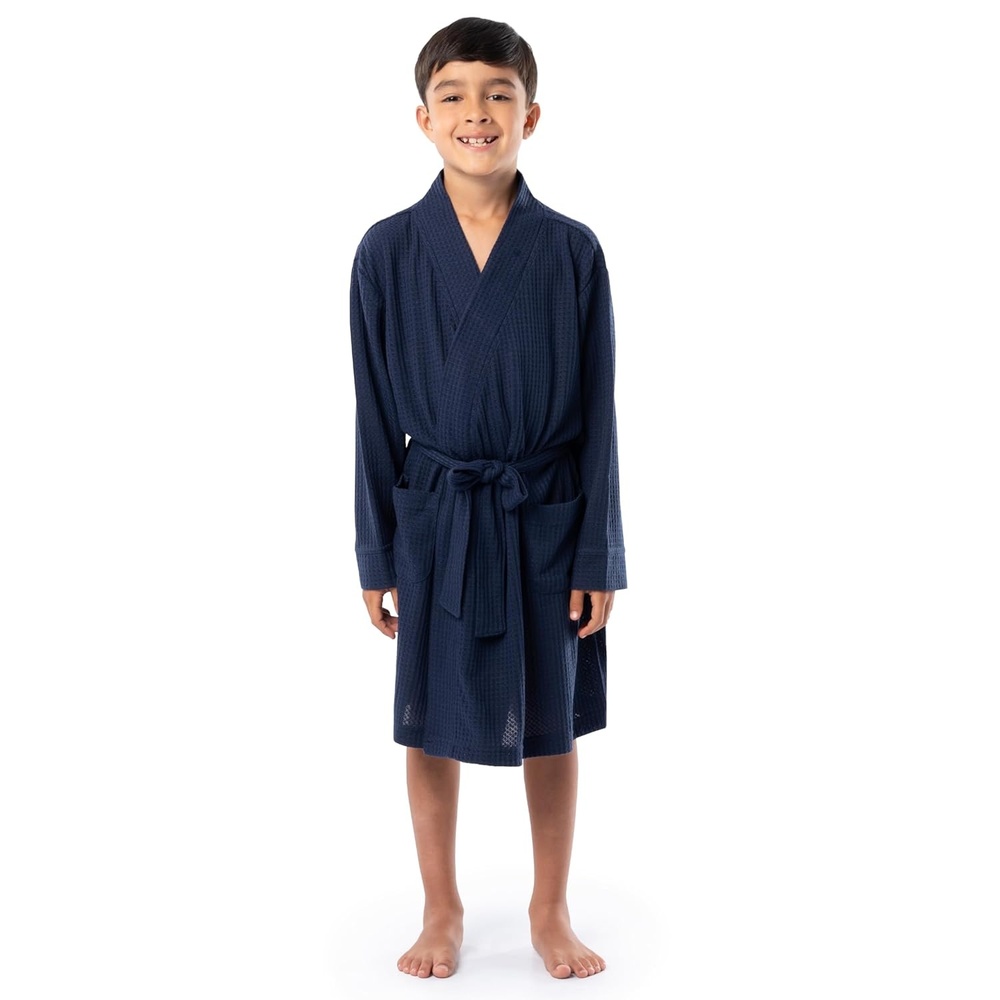 imageFruit of the Loom Boys Classic Waffle Robe Time Square Navy 67Time Square Navy