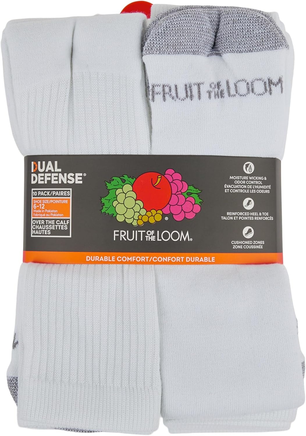 image:imageFruit of the Loom Mens Dual Defense Ankle Socks Odor Protection with Half Cushion MultiPacksTube 10 Pack White