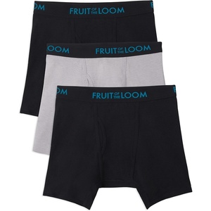 Fruit of the Loom Men’s Men’s Breathable Boxer Briefs, Moisture Wicking Underwear, Assorted Color Multipacks(Cotton Mesh – Black/Grey)