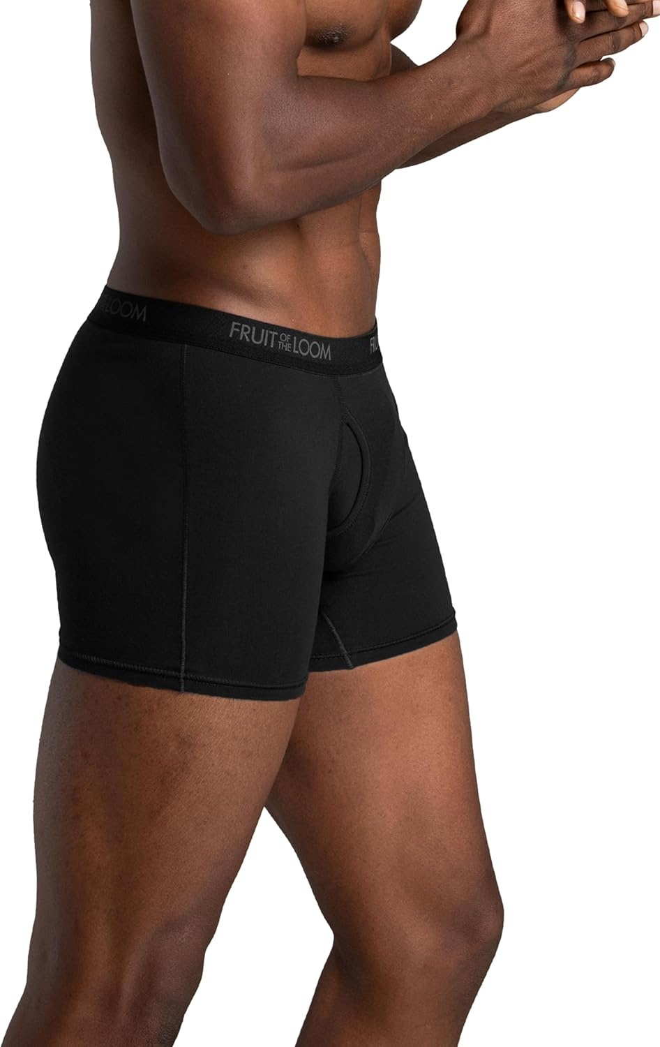 image:imageFruit of the Loom Mens 4way Stretch Boxer Briefs Lightweight amp Moisture Wicking Underwear Long Leg Regular Leg amp TrunkRegular Leg Cotton Stretch BlackGrey