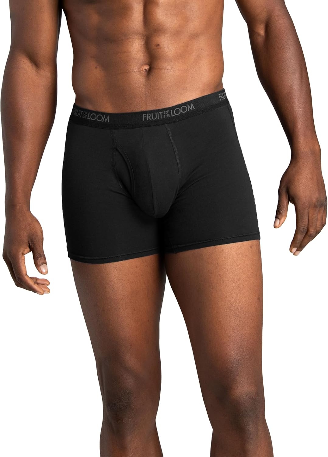 image:imageFruit of the Loom Mens 4way Stretch Boxer Briefs Lightweight amp Moisture Wicking Underwear Long Leg Regular Leg amp TrunkRegular Leg Cotton Stretch BlackGrey