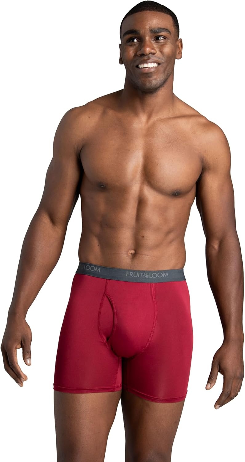 image:imageFruit of the Loom Mens 4way Stretch Boxer Briefs Lightweight amp Moisture Wicking Underwear Long Leg Regular Leg amp TrunkRegular Leg Micro Stretch Colors May Vary