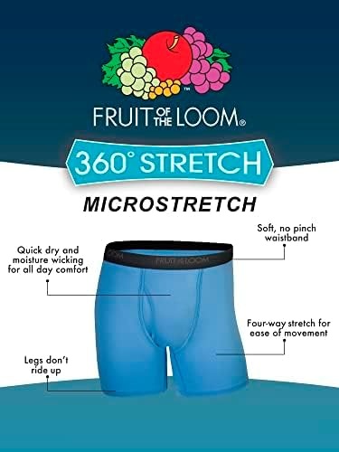 image:imageFruit of the Loom Mens 4way Stretch Boxer Briefs Lightweight amp Moisture Wicking Underwear Long Leg Regular Leg amp TrunkRegular Leg Micro Stretch Colors May Vary