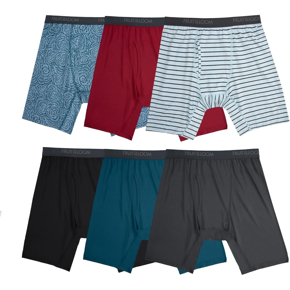 image:imageFruit of the Loom Mens 4way Stretch Boxer Briefs  Lightweight amp Moisture Wicking Underwear  Long Leg Regular Leg amp TrunkLong Leg  Micro Stretch  Colors May Vary