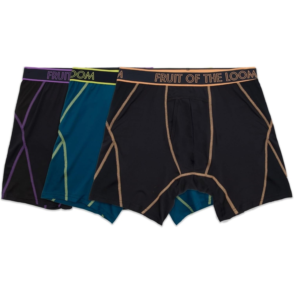image:imageFruit of the Loom Mens 4way Stretch Boxer Briefs  Lightweight amp Moisture Wicking Underwear  Long Leg Regular Leg amp TrunkRegular Leg  Max Flex Zones  Colors May Vary