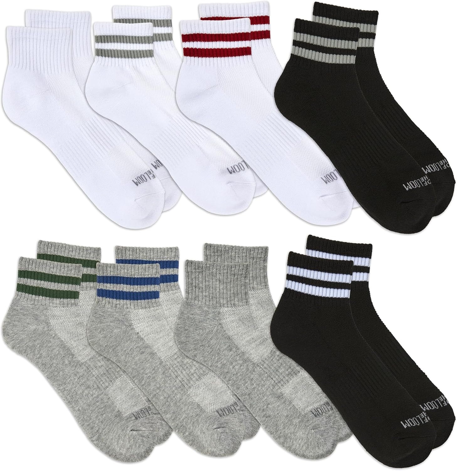 image:imageFruit of the Loom Mens Workgear Durable Crew Socks with Arch SupportAnkle 8 Pack Varsity Stripe
