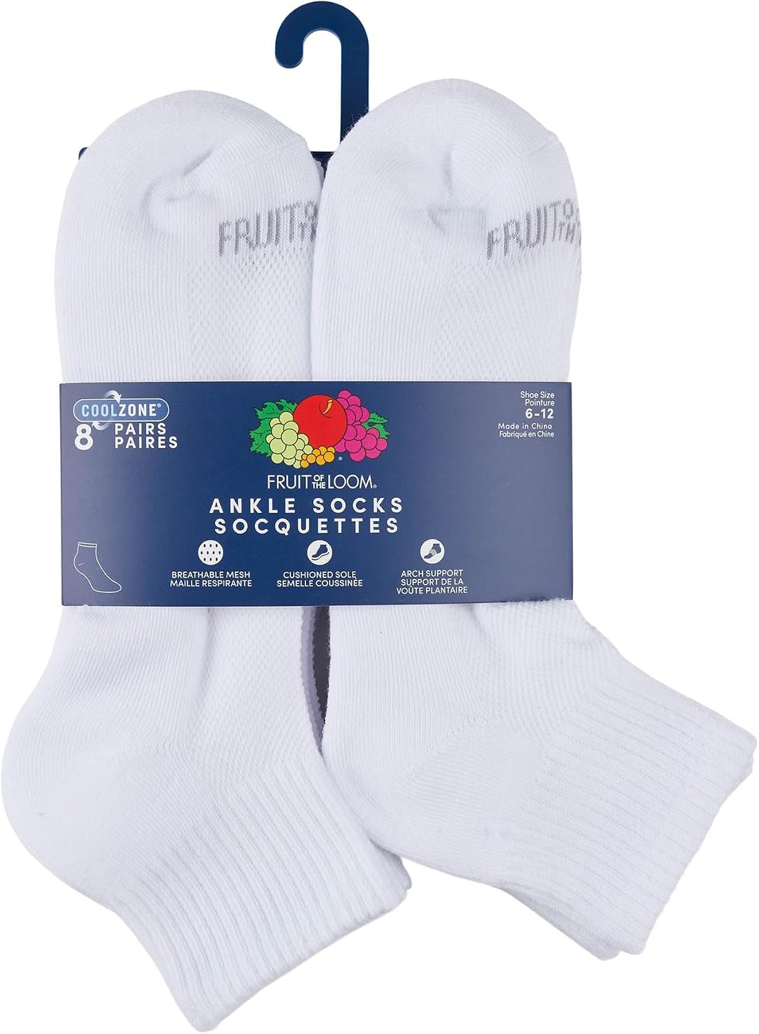 image:imageFruit of the Loom Mens Workgear Durable Crew Socks with Arch SupportAnkle 8 Pack White