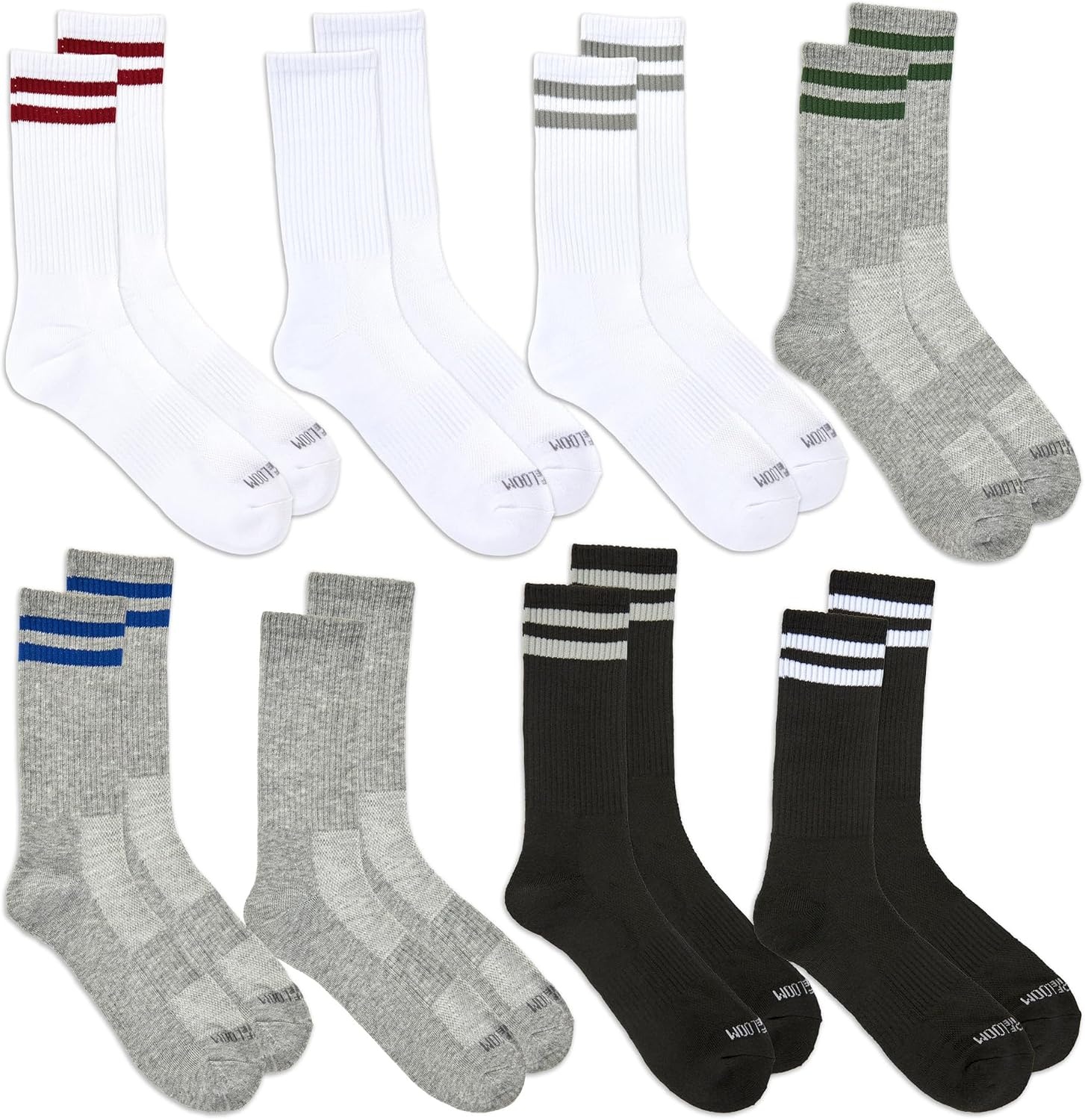 image:imageFruit of the Loom Mens Workgear Durable Crew Socks with Arch SupportCrew 8 Pack Varsity Stripe