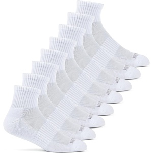 Fruit of the Loom Men’s Workgear Durable Crew Socks with Arch Support(Ankle – 8 Pack – White)