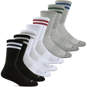Fruit of the Loom Men’s Workgear Durable Crew Socks with Arch Support(Crew – 8 Pack – Varsity Stripe)