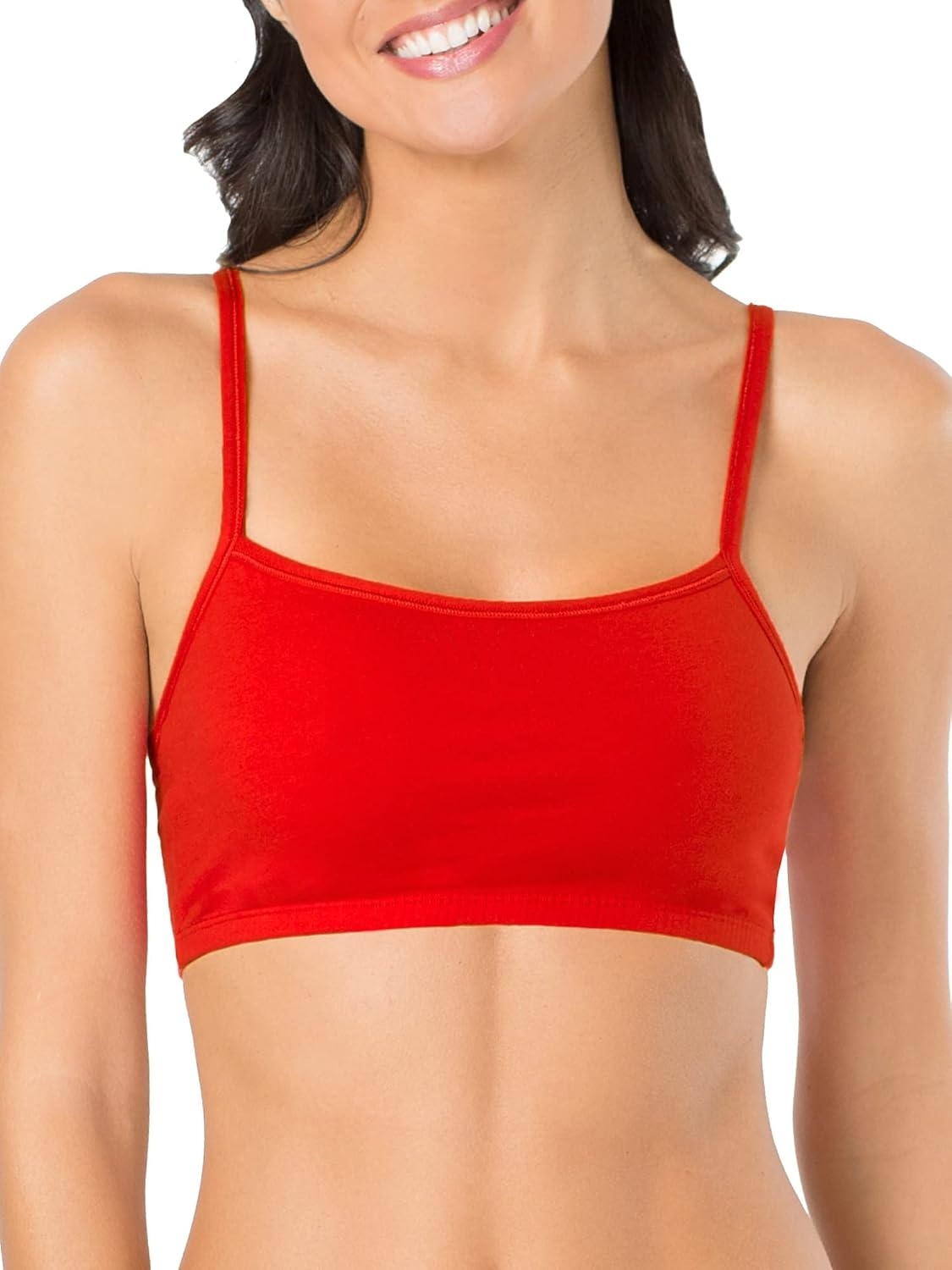 image:imageFruit of the Loom Womens Spaghetti Strap Cotton Sports Bra AllDay Comfort amp Easy MovementBlack HueBlack HueWhiteWhiteRed HotRed Hot
