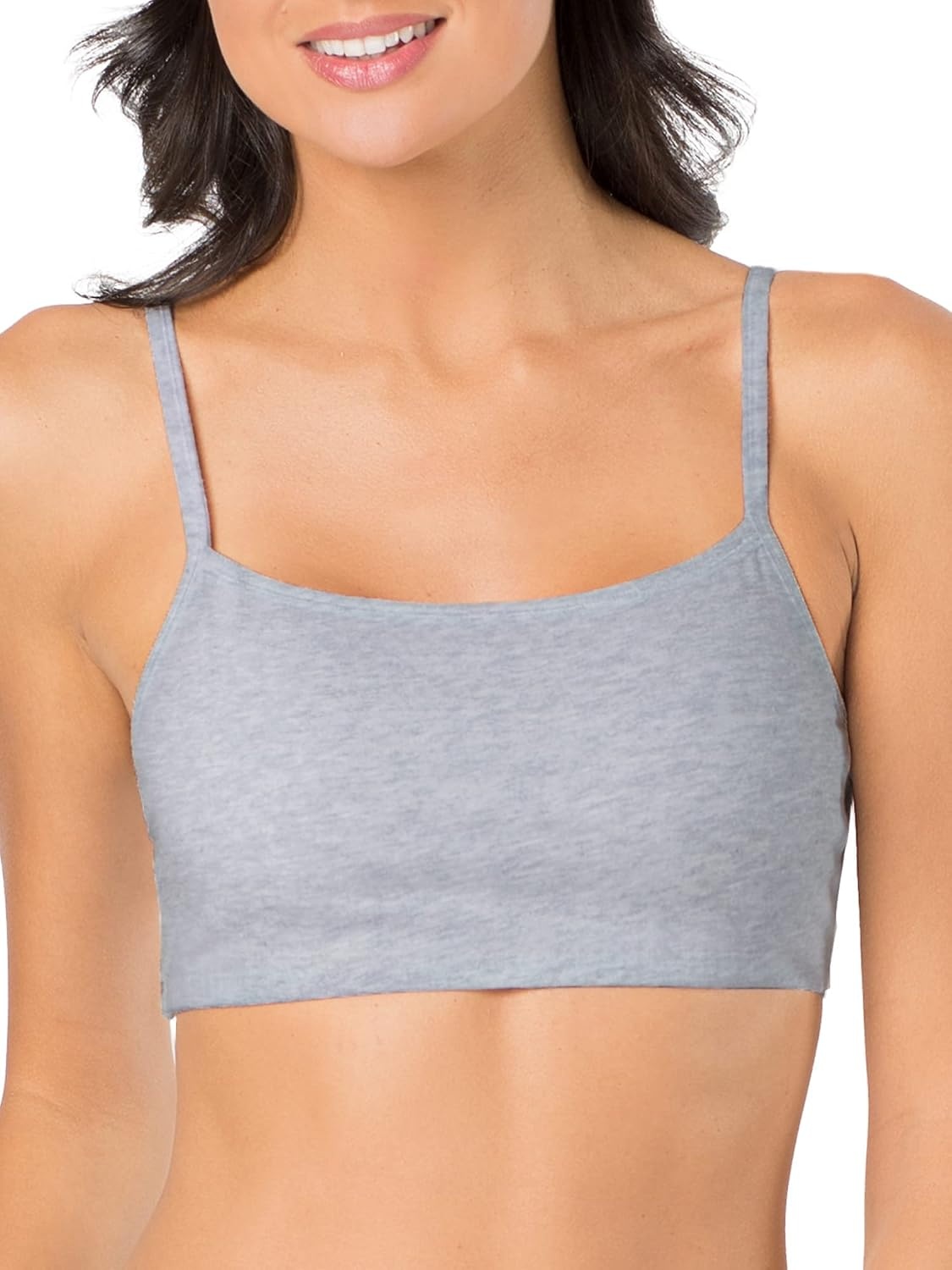 image:imageFruit of the Loom Womens Spaghetti Strap Cotton Sports Bra AllDay Comfort amp Easy MovementBlackWhiteHeather Grey