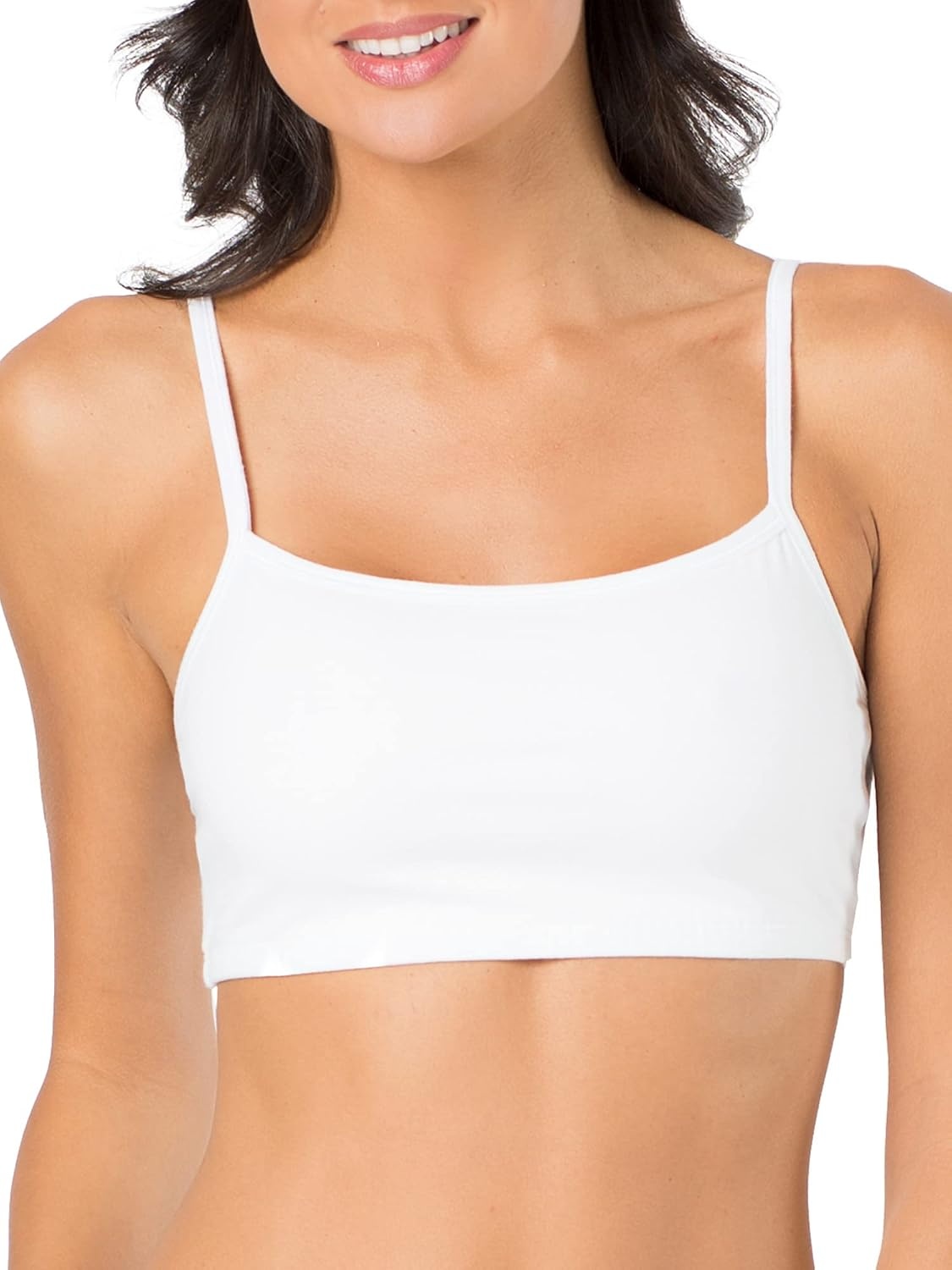 image:imageFruit of the Loom Womens Spaghetti Strap Cotton Sports Bra AllDay Comfort amp Easy MovementBlackWhiteHeather Grey