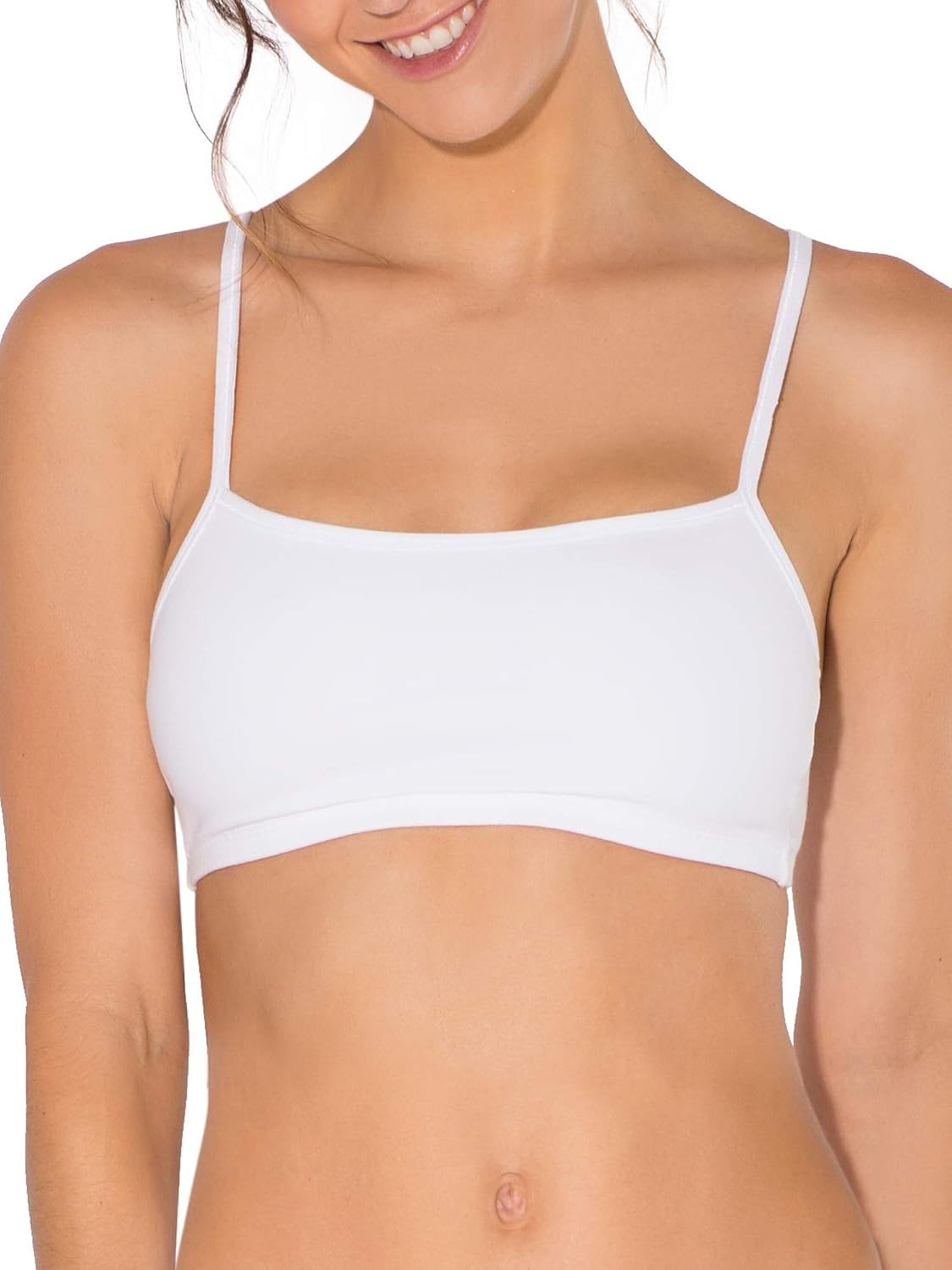 image:imageFruit of the Loom Womens Spaghetti Strap Cotton Sports Bra AllDay Comfort amp Easy MovementBlackWhiteRed Hot