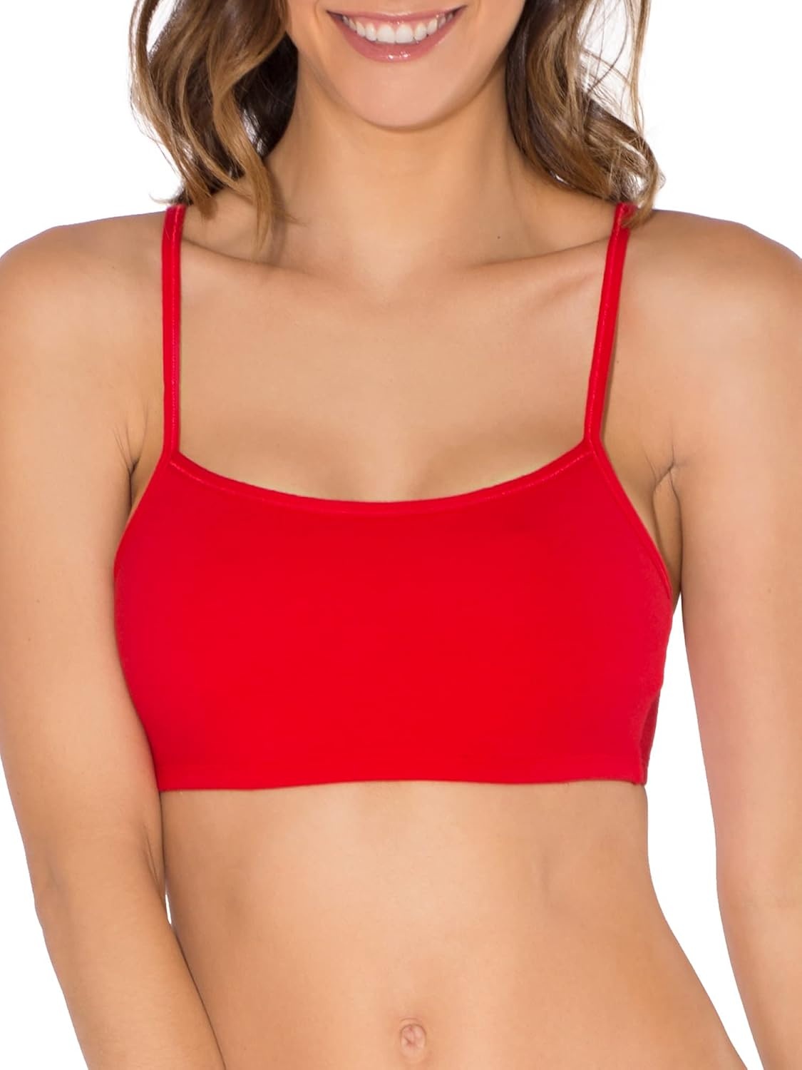 image:imageFruit of the Loom Womens Spaghetti Strap Cotton Sports Bra AllDay Comfort amp Easy MovementBlackWhiteRed Hot