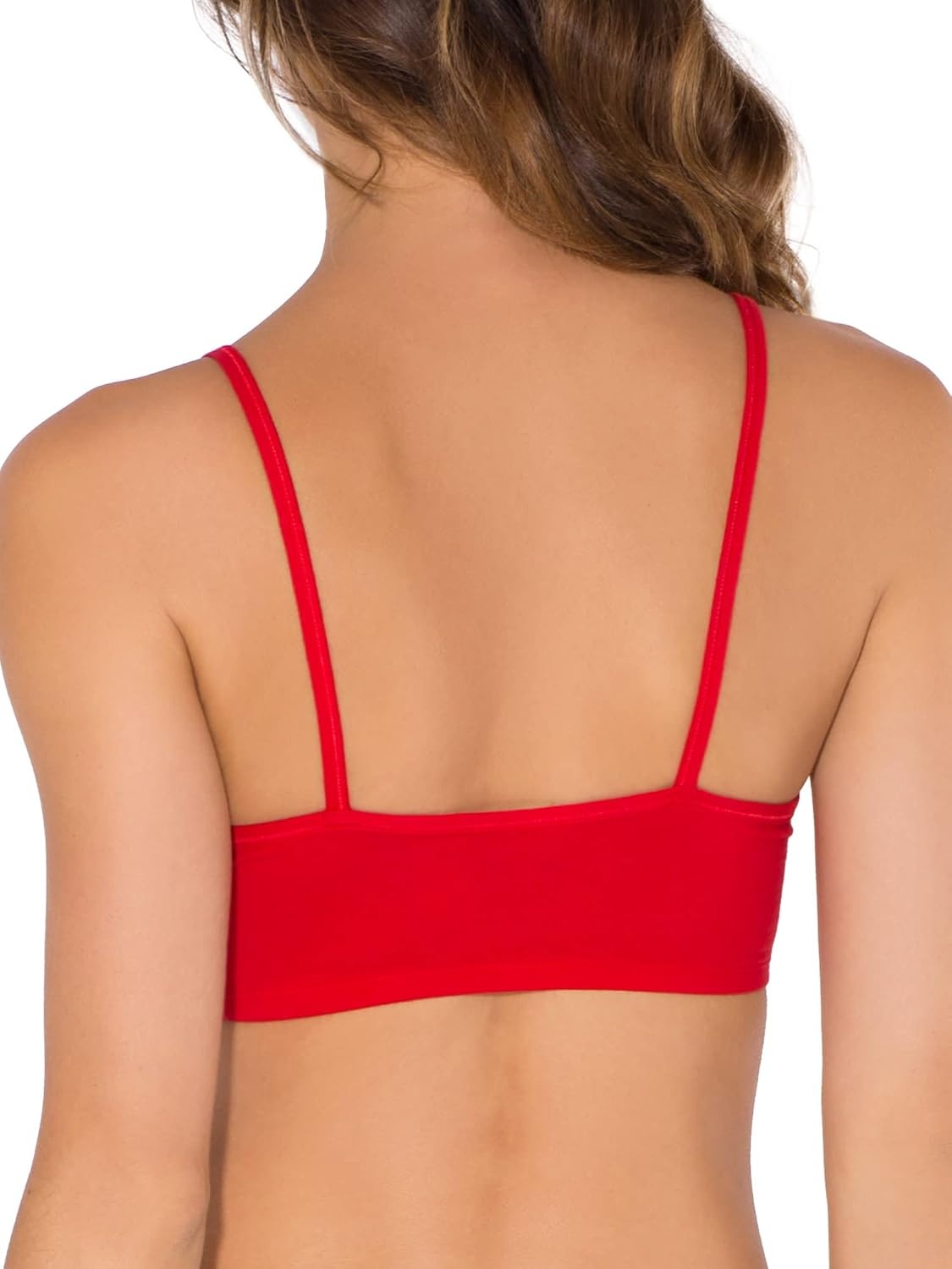 image:imageFruit of the Loom Womens Spaghetti Strap Cotton Sports Bra AllDay Comfort amp Easy MovementBlackWhiteRed Hot