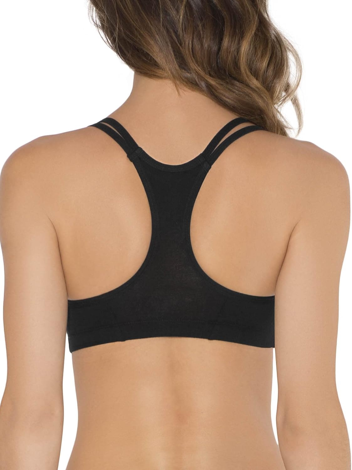 image:imageFruit of the Loom Womens Spaghetti Strap Cotton Sports Bra AllDay Comfort amp Easy MovementBlushing Rose With BlackCharcoalBlack