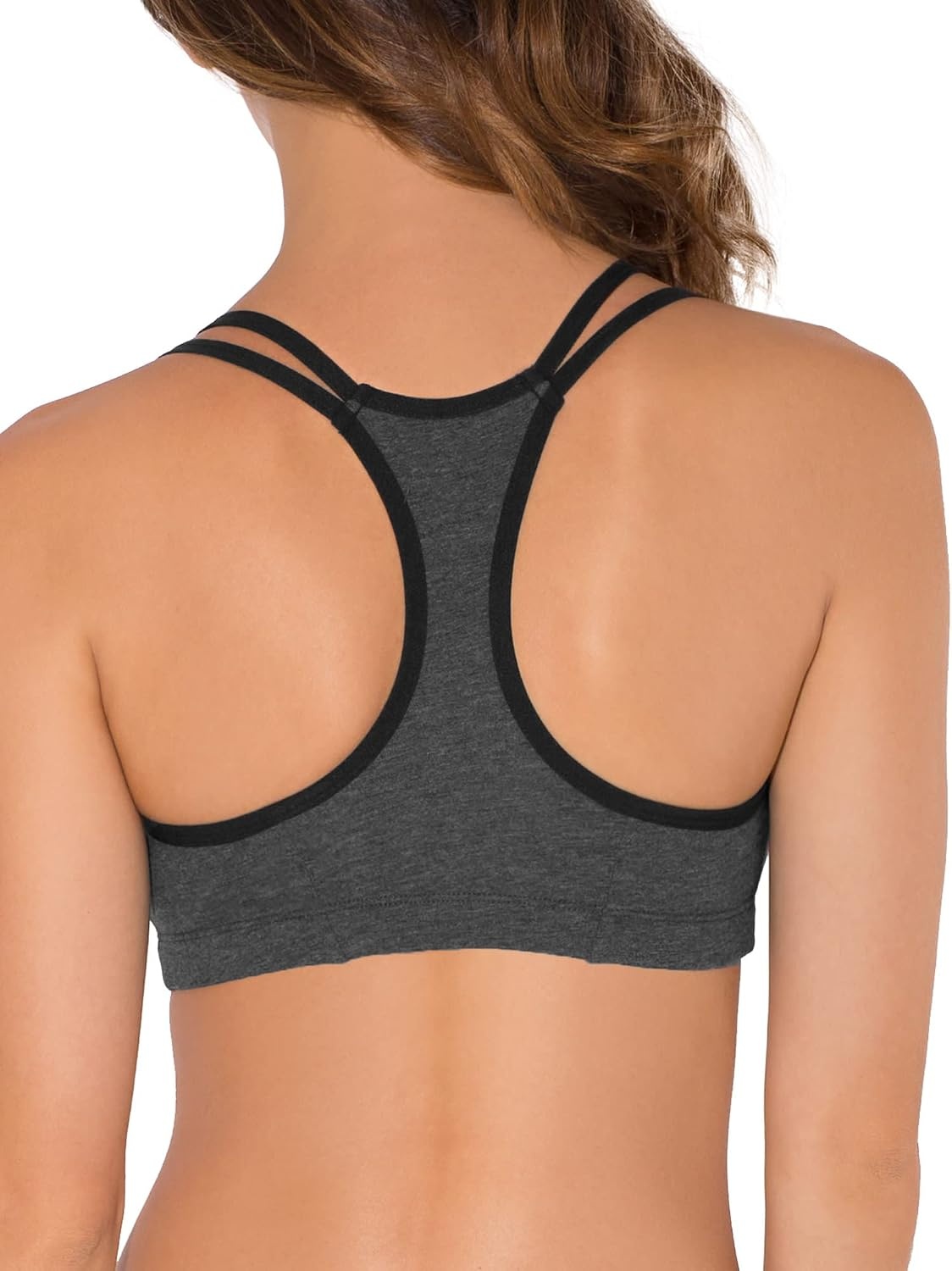 image:imageFruit of the Loom Womens Spaghetti Strap Cotton Sports Bra AllDay Comfort amp Easy MovementBlushing Rose With BlackCharcoalBlack
