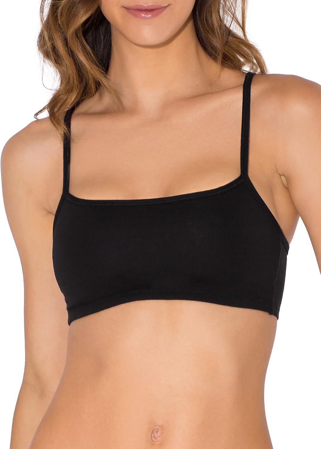 image:imageFruit of the Loom Womens Spaghetti Strap Cotton Sports Bra AllDay Comfort amp Easy MovementBlushing RoseWhiteWhiteBlack 4pack