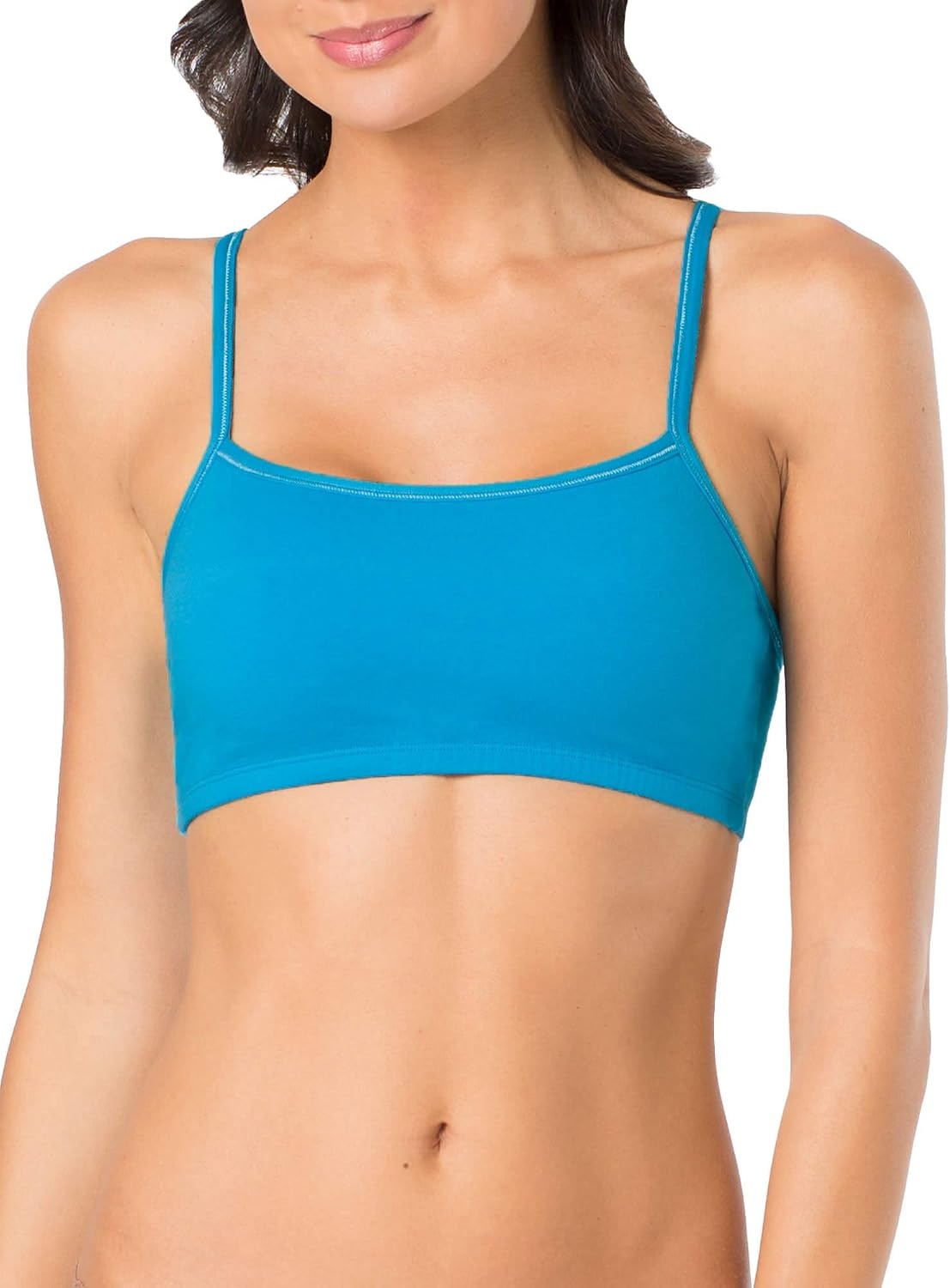 image:imageFruit of the Loom Womens Spaghetti Strap Cotton Sports Bra AllDay Comfort amp Easy MovementCharcoal HeatherWhiteIsazure