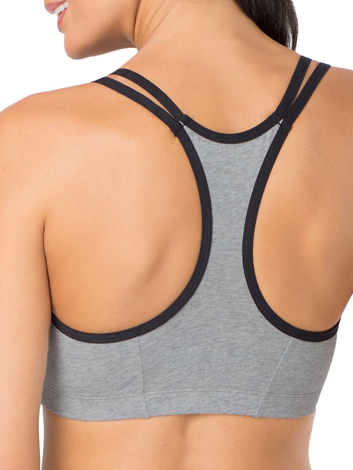 image:imageFruit of the Loom Womens Spaghetti Strap Cotton Sports Bra AllDay Comfort amp Easy MovementGrey HeatherNavy HeatherBlack
