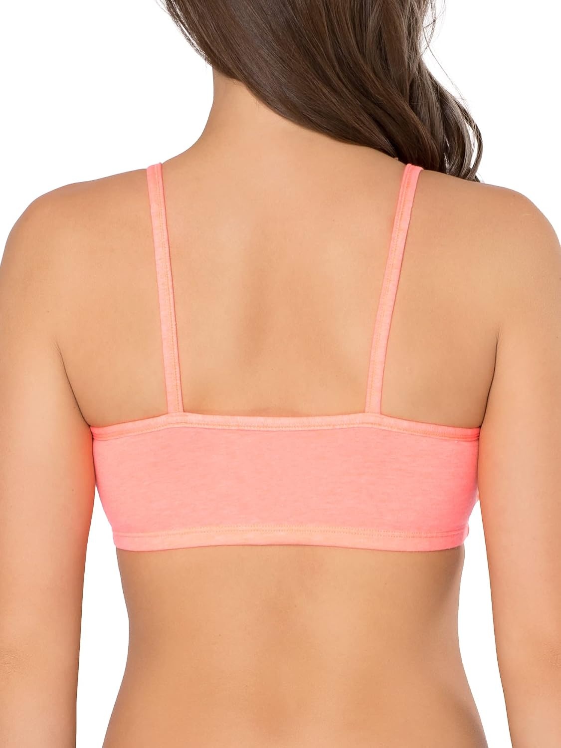 image:imageFruit of the Loom Womens Spaghetti Strap Cotton Sports Bra AllDay Comfort amp Easy MovementKaleidescopeCharcoalPunchy Peach