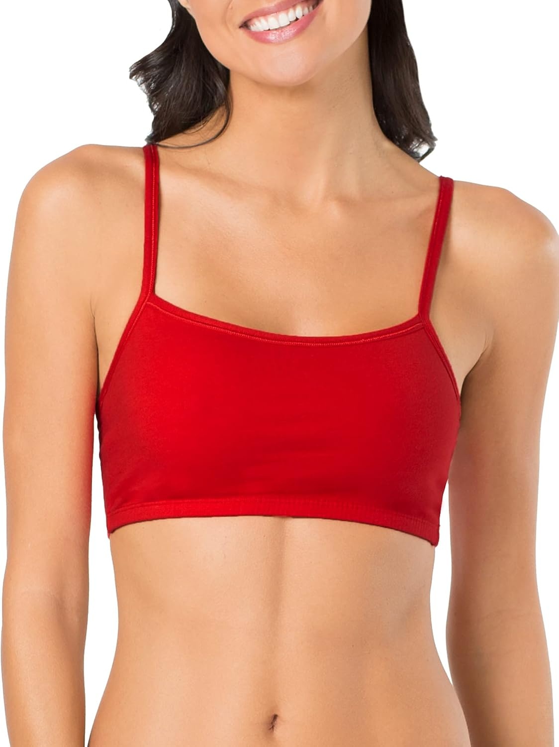 image:imageFruit of the Loom Womens Spaghetti Strap Cotton Sports Bra AllDay Comfort amp Easy MovementKaleidoscopeCharcoalRed Hot