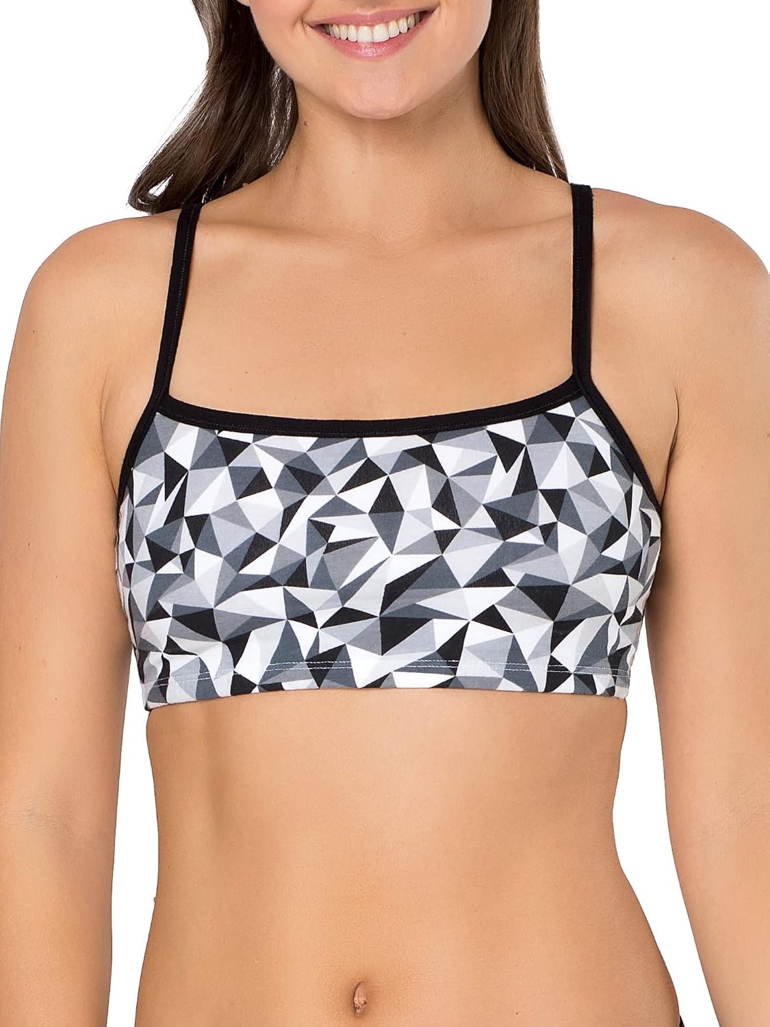 image:imageFruit of the Loom Womens Spaghetti Strap Cotton Sports Bra AllDay Comfort amp Easy MovementKaleidoscopeCharcoalRed Hot