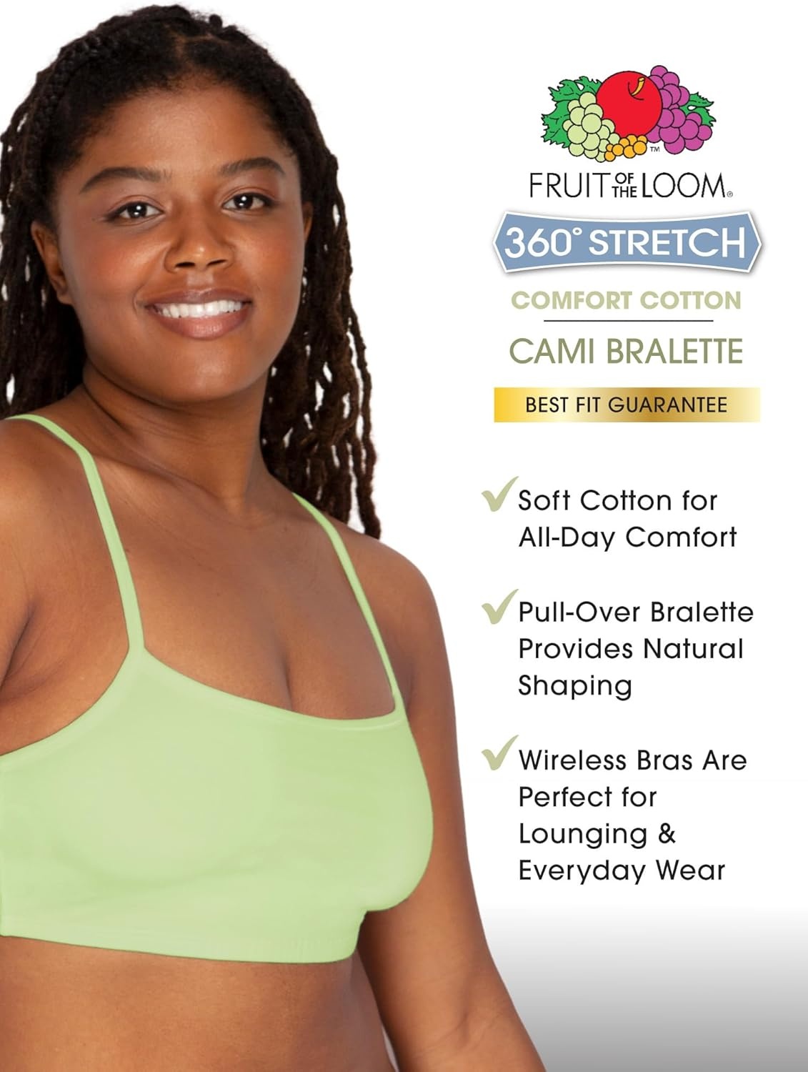 image:imageFruit of the Loom Womens Spaghetti Strap Cotton Sports Bra AllDay Comfort amp Easy MovementLentilAruba BlueDutch Blue
