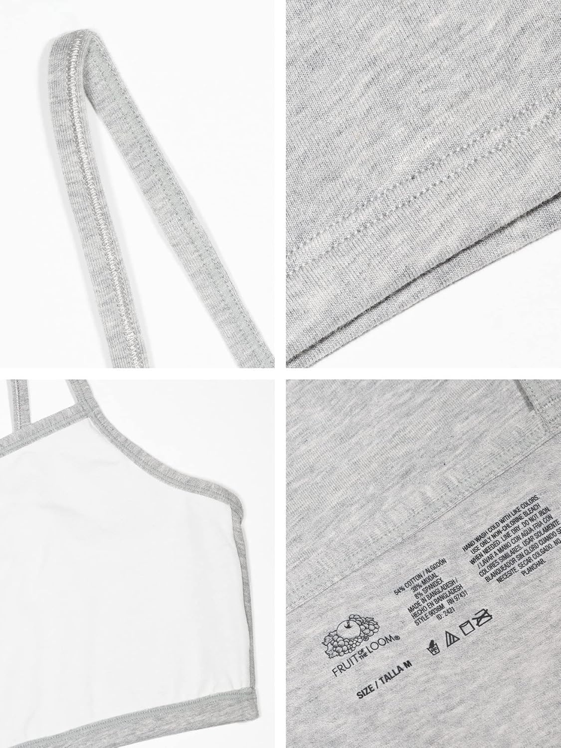 image:imageFruit of the Loom Womens Spaghetti Strap Cotton Sports Bra AllDay Comfort amp Easy MovementLentilAruba BlueDutch Blue