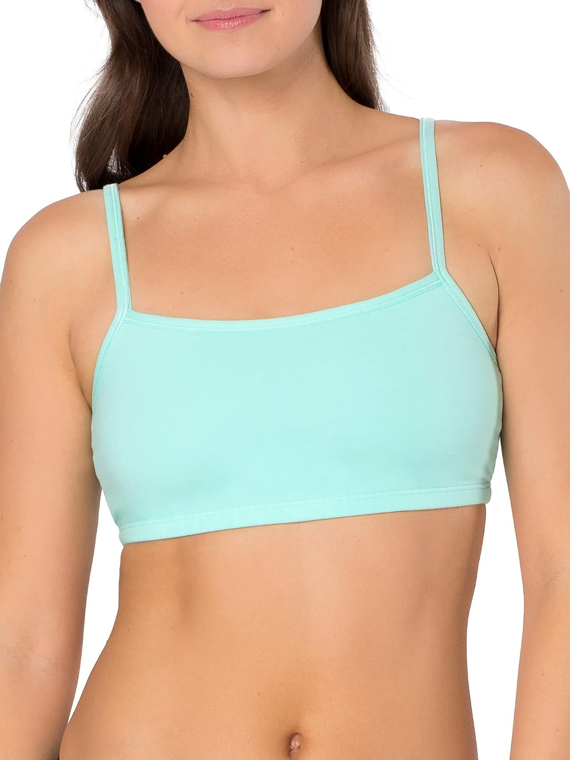 image:imageFruit of the Loom Womens Spaghetti Strap Cotton Sports Bra AllDay Comfort amp Easy MovementMint ChipWhiteGrey HeatherWhite