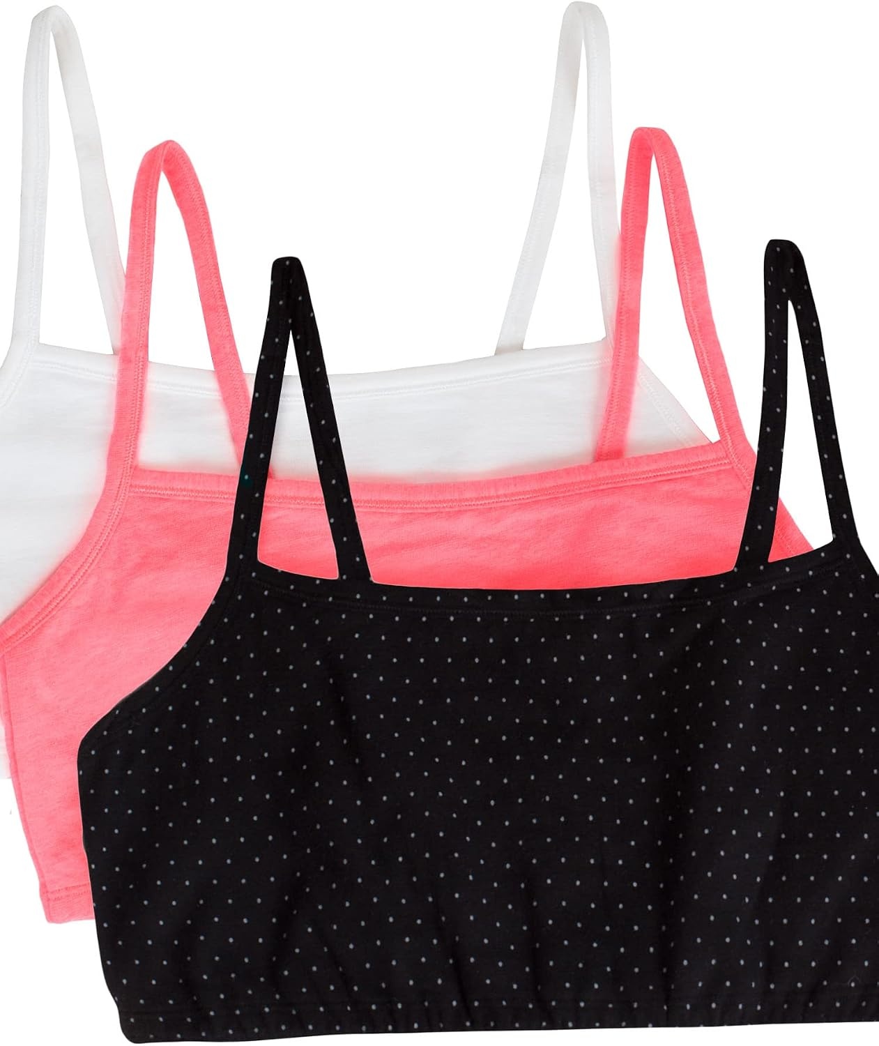 image:imageFruit of the Loom Womens Spaghetti Strap Cotton Sports Bra AllDay Comfort amp Easy MovementPin DotPopsicle PinkWhite
